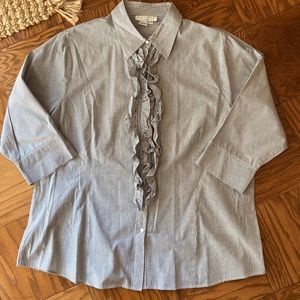Ruffle front button down shirt